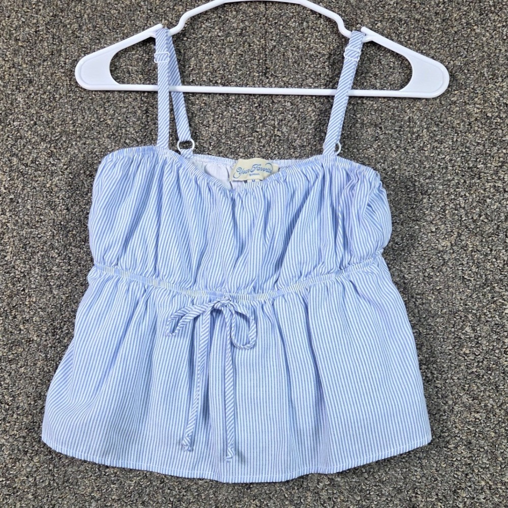 PacSun Your Favorite Camisole Women Medium Blue Striped Seersucker Empire Waist